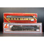 Boxed Lima OO gauge 205120 MWG 2-6-0 locomotive in black with tender (box shows wear with split to