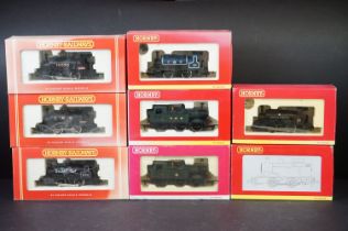 Eight boxed Hornby OO gauge locomotives to include R300 LMS locomotive Class 0F 0-4-0ST, R782 BR 0-