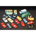 19 Mid 20th C play worn diecast models to include Dinky, Corgi and Matchbox featuring 2 x boxed
