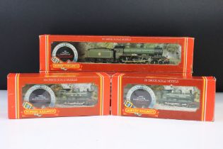 Four boxed Hornby OO gauge locomotives to include R060 BR Class B17 4-6-0 Leeds United, R349 GWR