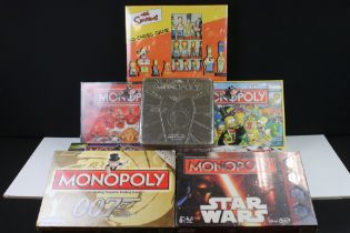Seven boxed Monopoly games to include James Bond 007 50th Anniversary Edition (sealed), Star Wars (