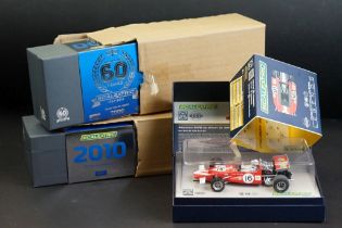 Three boxed ltd edn Scalextric slot cars to include 2 x Celebrating 60 Years (C3831A Bentley