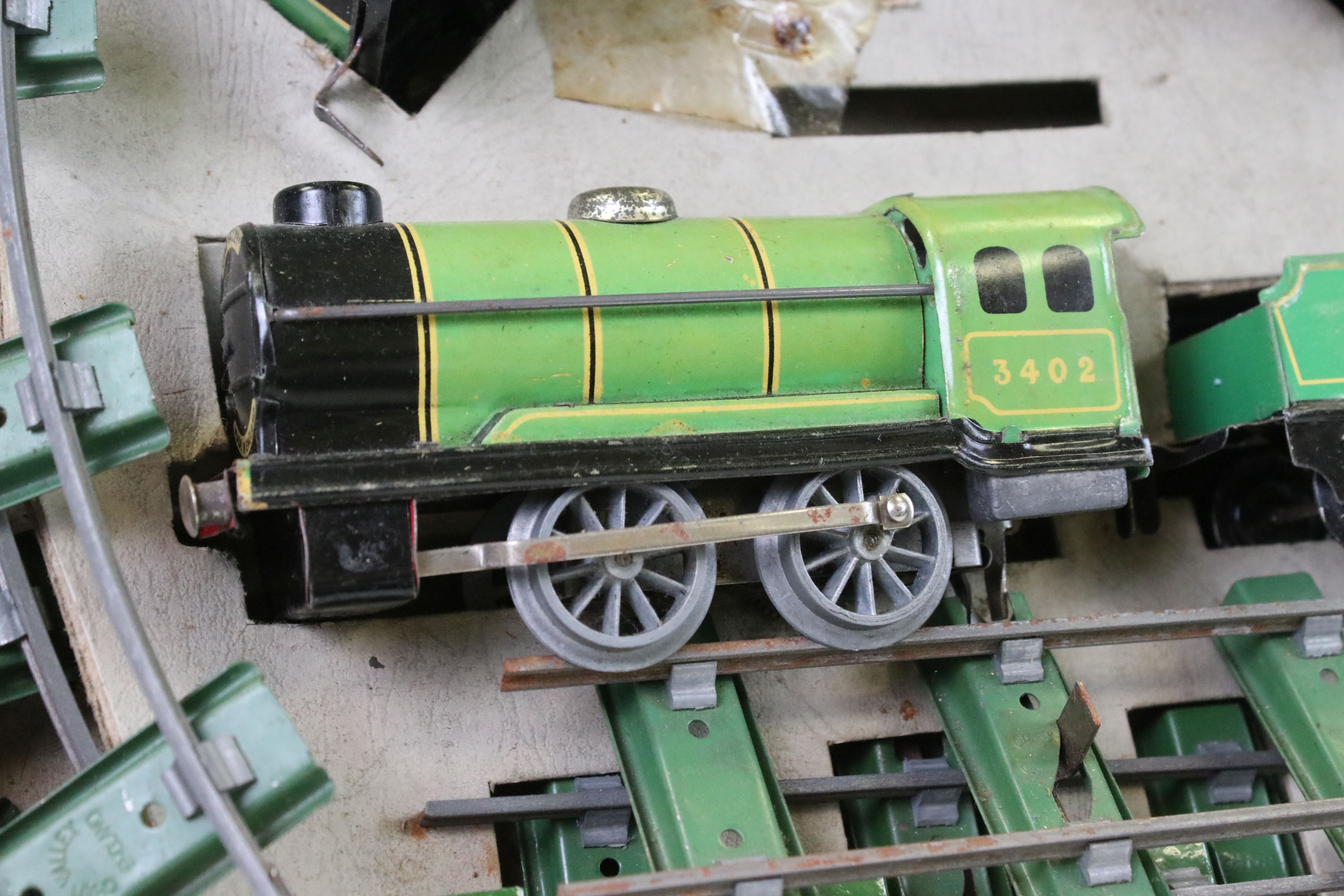 Two early-mid 20th C boxed tin plate train sets to include Brimtoy Clockwork Train No 37/0 Colour - Image 3 of 15