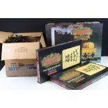 Boxed Hornby 3.5" Stephensons Rocket Real Steam Train Set containing locomotive and track plus a