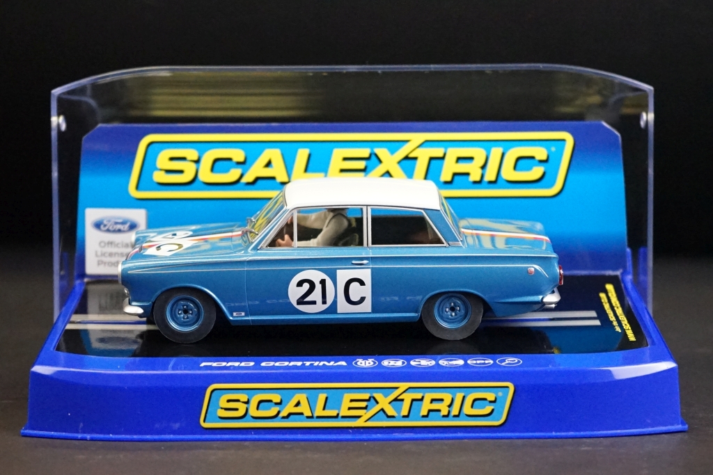 Four cased Scalextric slot cars to include C3670 Ford Cortina GT 1964 Bathurst, C3671 Ford Mustang - Image 5 of 13