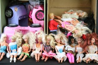 Collection of Mattel Barbie dolls circa 1980s onwards plus various clothing and 3 x cars (all