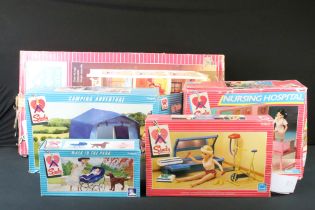 Sindy - Fived boxed Pedigree Sindy sets to include Super Home (44443/0 - tatty box), Nursing