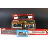 Seven boxed OO gauge locomotives to include 4 x Palitoy Mainline (37080 Steam Sound Royal Scot LMS