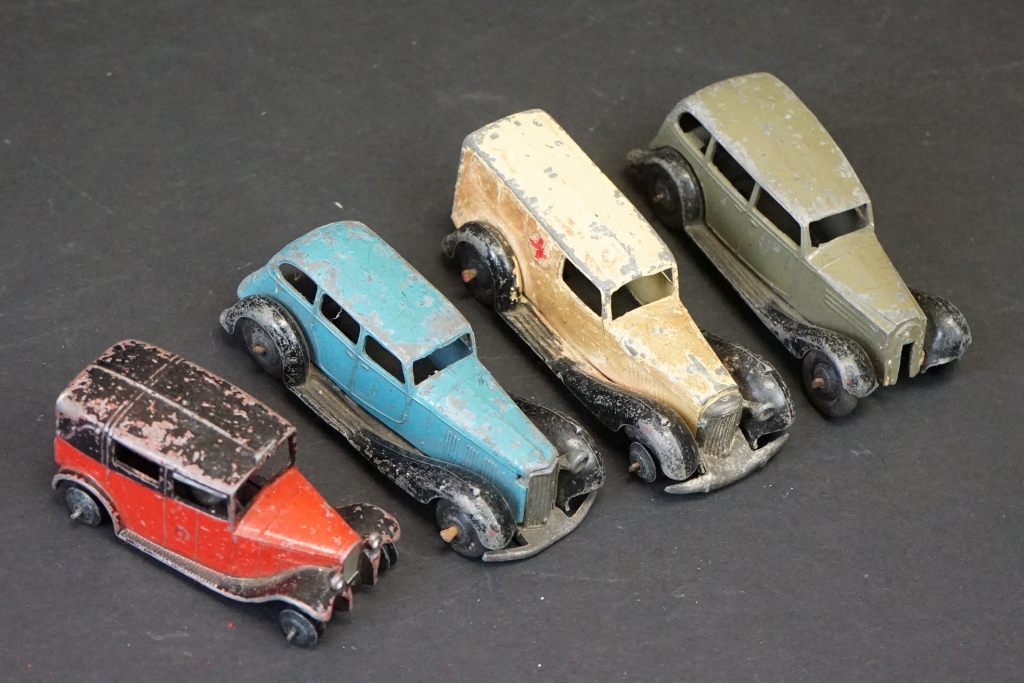 Around 25 early-mid 20th C play worn diecast models to include road, commercial and racing examples - Image 6 of 12