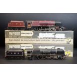 Two boxed Wrenn OO gauge locomotives to include Queen Elizabeth 4-6-2 LMS in maroon (damage to box