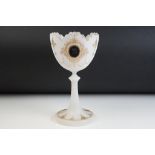 19th Century Victorian Bohemian frosted glass goblet having a moulded rim, moulded cameos and gilt