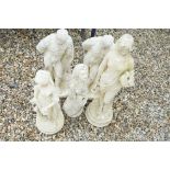 Five Garden Reconstituted Stone Statutes, tallest 79cm