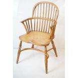 Craftsman made Ash and Elm Windsor Hoop and Stickback Elbow Chair with Crinoline Stretcher (