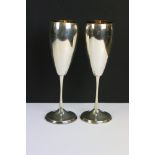 Two .800 silver gilt lined wine goblets, marked 800 to base.