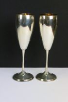 Two .800 silver gilt lined wine goblets, marked 800 to base.