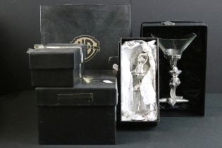 Warner Bros pewter and glass drinking glasses to include limited edition Taz of tasmania martini