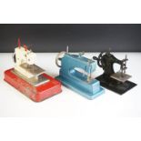 Three childs sewing machines to include a black painted example, Straco Jet Sew-O-Matic and Vulcan