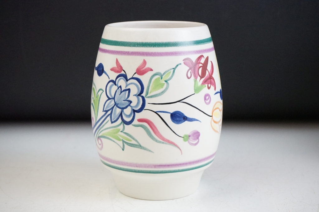 Collection of Poole Pottery ceramics to include four vases each having a white ground with painted - Image 8 of 19