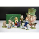 Collection of ceramic figurines to include Beswick gentleman pig and Micawber character jug, five