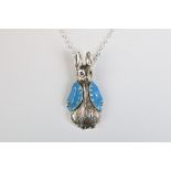 A silver and enamel set Peter Rabbit pendant necklace