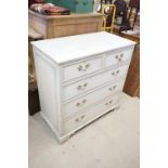 French style Cream Painted Chest of Two Short over Three Long Drawers with moulded decoration and