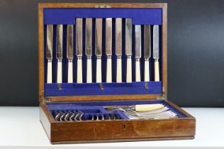 Maple & Co Ltd 'Old English Pattern' six-setting canteen of silver plated cutlery, housed within