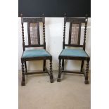 Pair of Dining Chairs in the 17th century manner with barley-twist supports, 106cm high