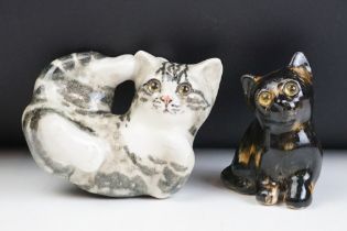 Two Winstanley ceramic cat figurines to include a black and brown speckled kitten and a tabby