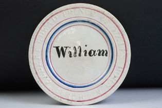 19th Century Victorian ceramic plate having moulded rim reading ' Albert Edward Prince of Wales Born