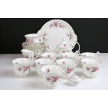 Royal Albert Lavender Rose pattern tea set to include eight cups, eight saucers, eight side