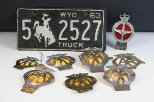 A collection of car badges to include AA / Automobile Association and Parachute Regiment together