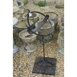Wrought Iron Garden Armillary or Sundial, 102cm high