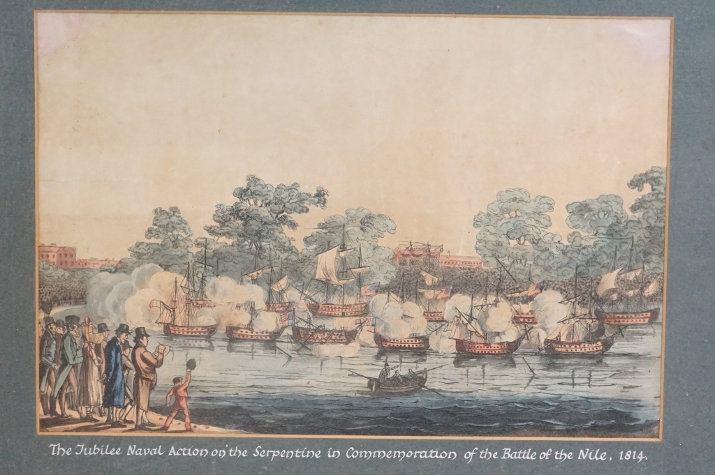 19th century Aquatint dedicated to the jubilee celebration on The Serpentine of The Battle Of The - Image 2 of 7