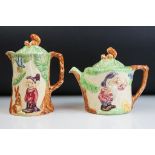 Wadeheath Disney teapot and hot water pot each having moulded Snow White design to the sides with