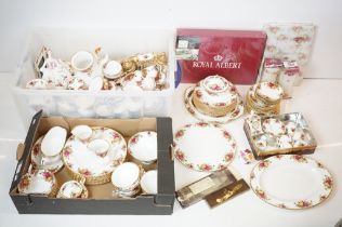 Royal Albert Old Country Roses - An extensive service to include approximately; tea pot, coffee pot,