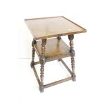 Late Victorian oak square occasional table, 47cm wide x 67cm high
