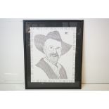 Framed print portrait of a Humour and Satirist Terry Pratchet, 64cm x 52cm