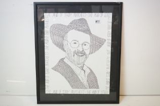 Framed print portrait of a Humour and Satirist Terry Pratchet, 64cm x 52cm