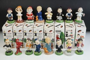 Sixteen Carlton kids ceramic figurines, all in their original boxes. Measures approx 11cm tall.