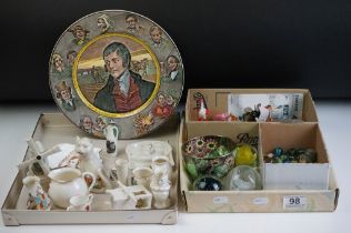 Assorted 20th Century ceramics to include Wade whimsies, murano glass animals, Mdina paperweight and