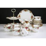 Royal Albert Old Country Roses tea service to include two tier cake stand, six teacups and