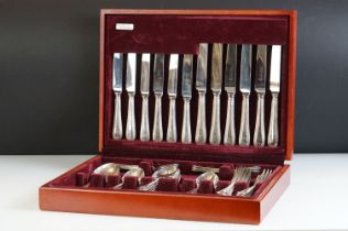 Cooper Ludlam Sheffield silver plated six-setting canteen of cutlery, the handles with beaded