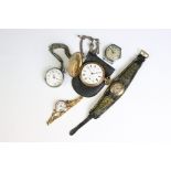 A small collection of mixed watches to include a gents Cyma wristwatch, a silver cased fob watch