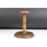 Turned wooden wig / hat stand, approx 20cm high