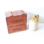 Mid century ‘ Wadworth, Wine Merchants, Devizes ‘ Wooden Bottle Crate impressed to all sides, 36cm