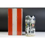 Beswick Silhouette d'art L S Lowry ceramic vase having printed copy of market scene to the sides. In
