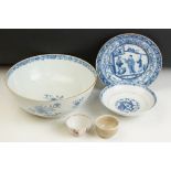Group of 19th Century Chinese ceramics to include a large blue and white footed bowl, blue and white