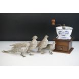 Four silver plated figures of pheasants including cock and hen (tallest approx 12.5cm), together