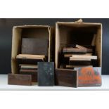 A large collection of copper printers blocks contained within three boxes to include buildings and