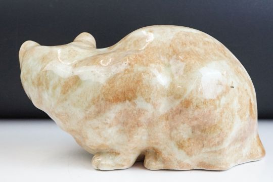 Winstanley ceramic ginger cat having yellow glass eyes. Measures 28cm wide. Signed to the base. - Image 3 of 8